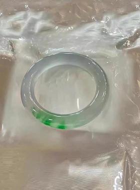 天然缅甸高冰种飘绿花翡翠玉手镯圆条玉镯玻璃种冰透飘花手镯送礼