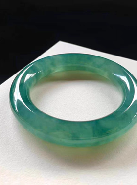 缅甸A老坑冰种飘花翡翠A手镯飘绿花冰种糯圆条玉镯女款贵妃玉手镯