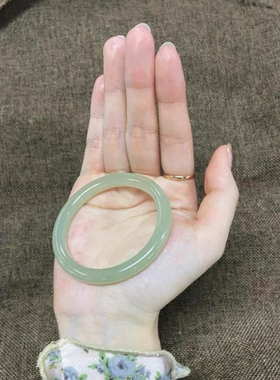 天然和田玉手镯新疆小细圆条晴水绿叮当美人镯少女款时尚玉石手饰