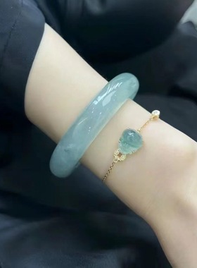 天然保真翡翠手镯5A纯天然玉手镯女真货冰种手镯翡翠手镯浅绿高端