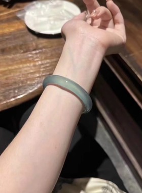 意大利琉璃高冰种玉髓玛瑙库里蓝玛瑙手镯玉镯马料天然手镯女款爆