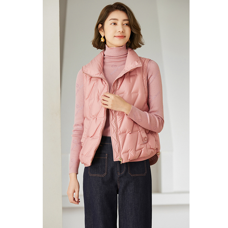 【2025冬款首降】乔万尼羽绒马甲减龄粉色90鸭绒洋气时尚EM4T631 - 图0