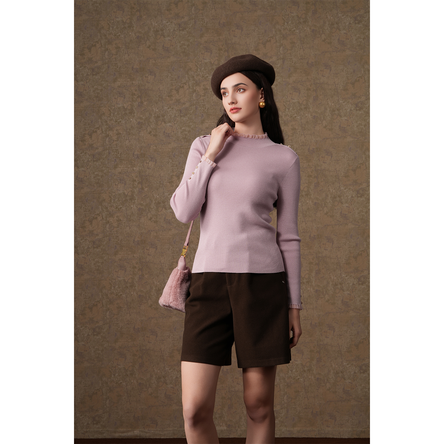 【2025冬款首降】乔万尼绵羊毛针织衫木耳边半高领打底EM4M695 - 图2