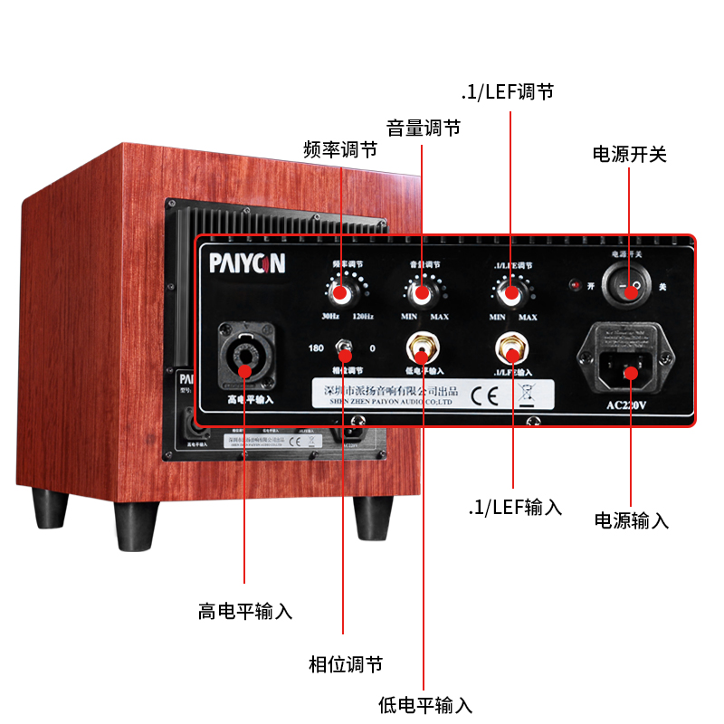 PAIYON派扬音响双10.6寸350W有源超重低音炮家庭影院hifi通吃-图0