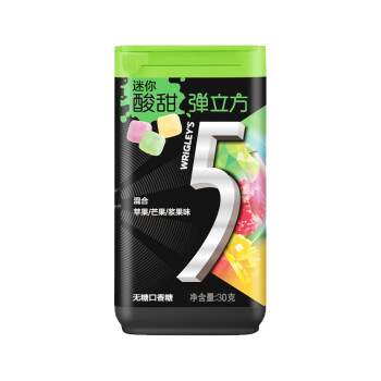 新款绿箭5无糖口香糖弹立方5瓶装5口味190g零食糖果果肉条-1-图0