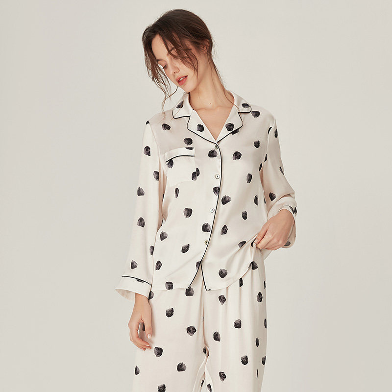 2021年春秋新款波点桑蚕丝俏皮睡衣 珊目尔睡衣/家居服套装