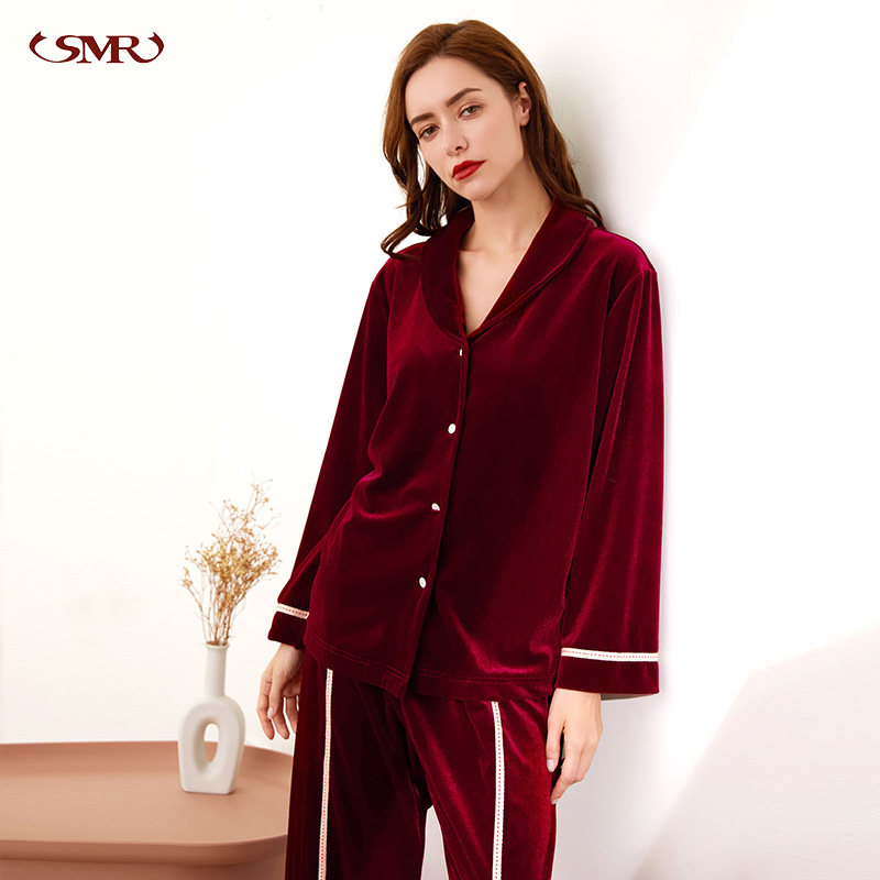 秋冬金丝绒两件套装桑蚕丝丝绒睡衣 珊目尔睡衣/家居服套装