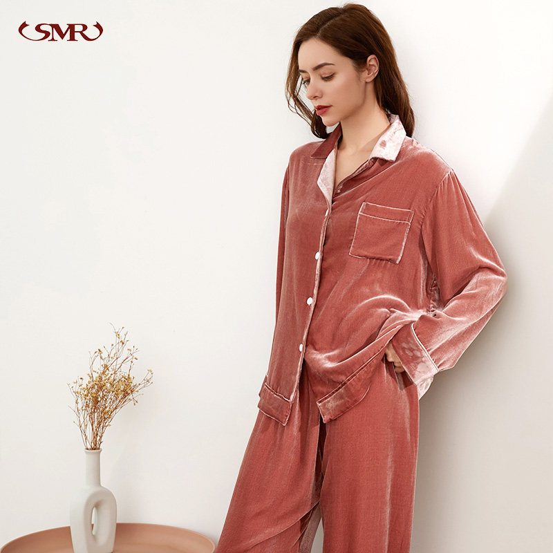 真丝秋冬高端金丝绒上衣丝绒睡衣 珊目尔睡衣/家居服套装