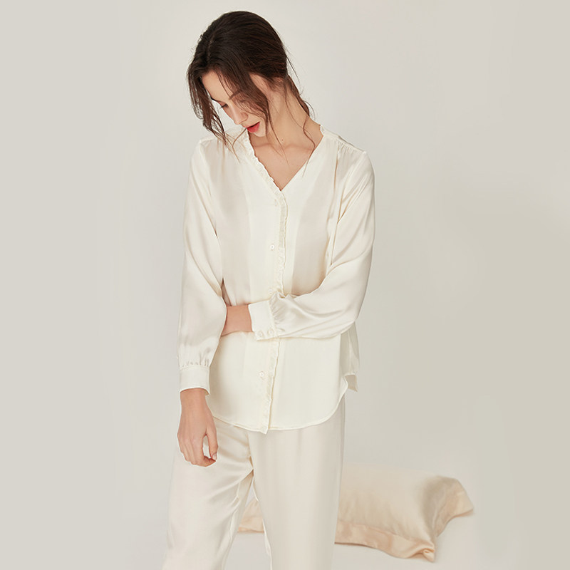 2022年新款v领长袖春秋大牌睡衣 珊目尔睡衣/家居服套装