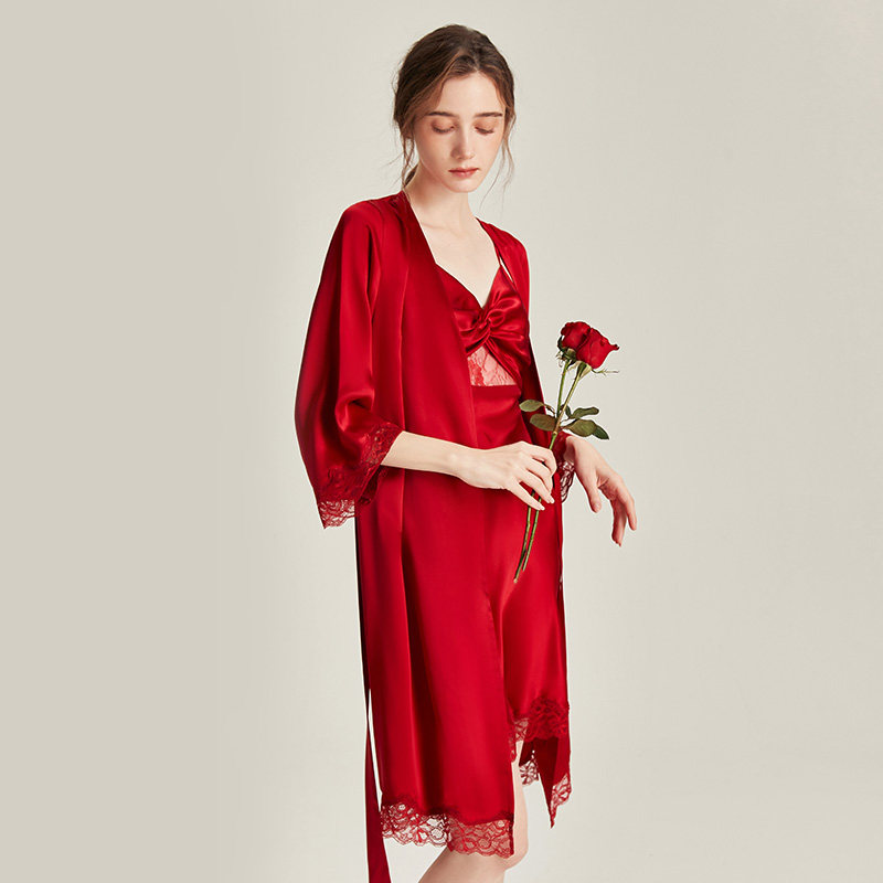 2023年春秋季新款真丝性感婚礼晨袍 珊目尔睡衣/家居服套装