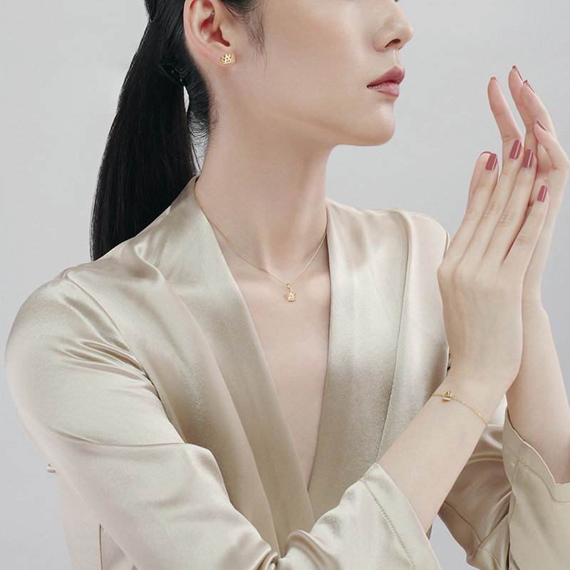 莱绅通灵18k金女不对称正品耳钉 Leysen莱绅通灵耳饰