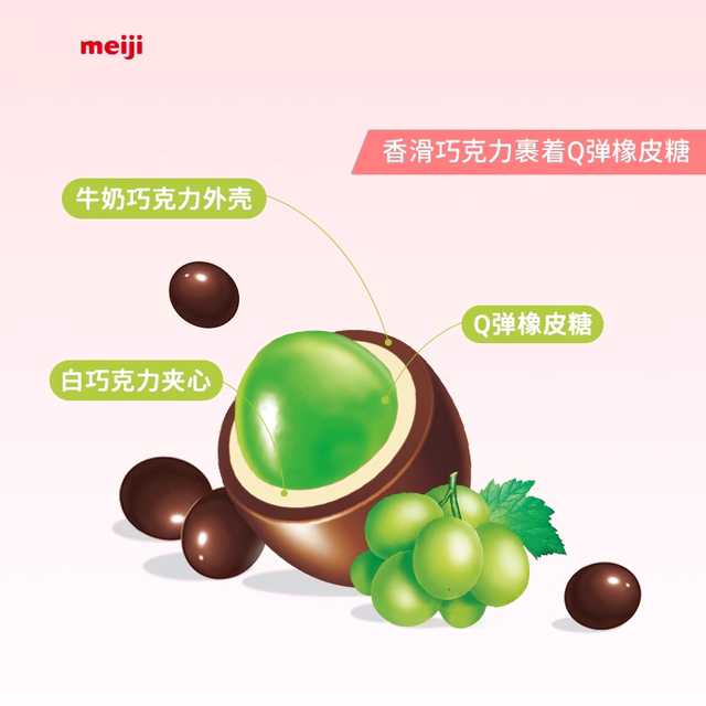 Meiji Meiji small candy gummy sandwich chocolate 50g cute multi-flavor party sharing retail tube