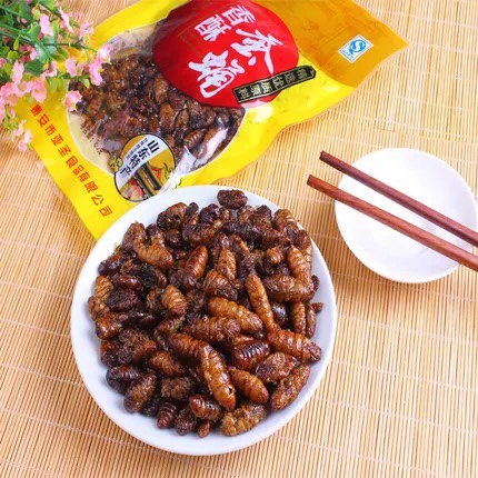 泰山香酥脆蚕蛹山东特产小桑蚕即食油炸蚕蛹茧蛹蝉蛹零食下酒菜好 - 图1