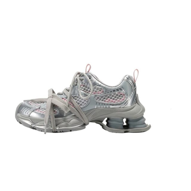 Lin Yun's same style Galaxy Ion daddy shoes 2025 new spring mesh versatile increased silver casual sports shoes