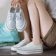 Loafers women's white shoes 2025 new autumn lazy shoes low-cut thick-soled casual sports sneakers fashion single shoes