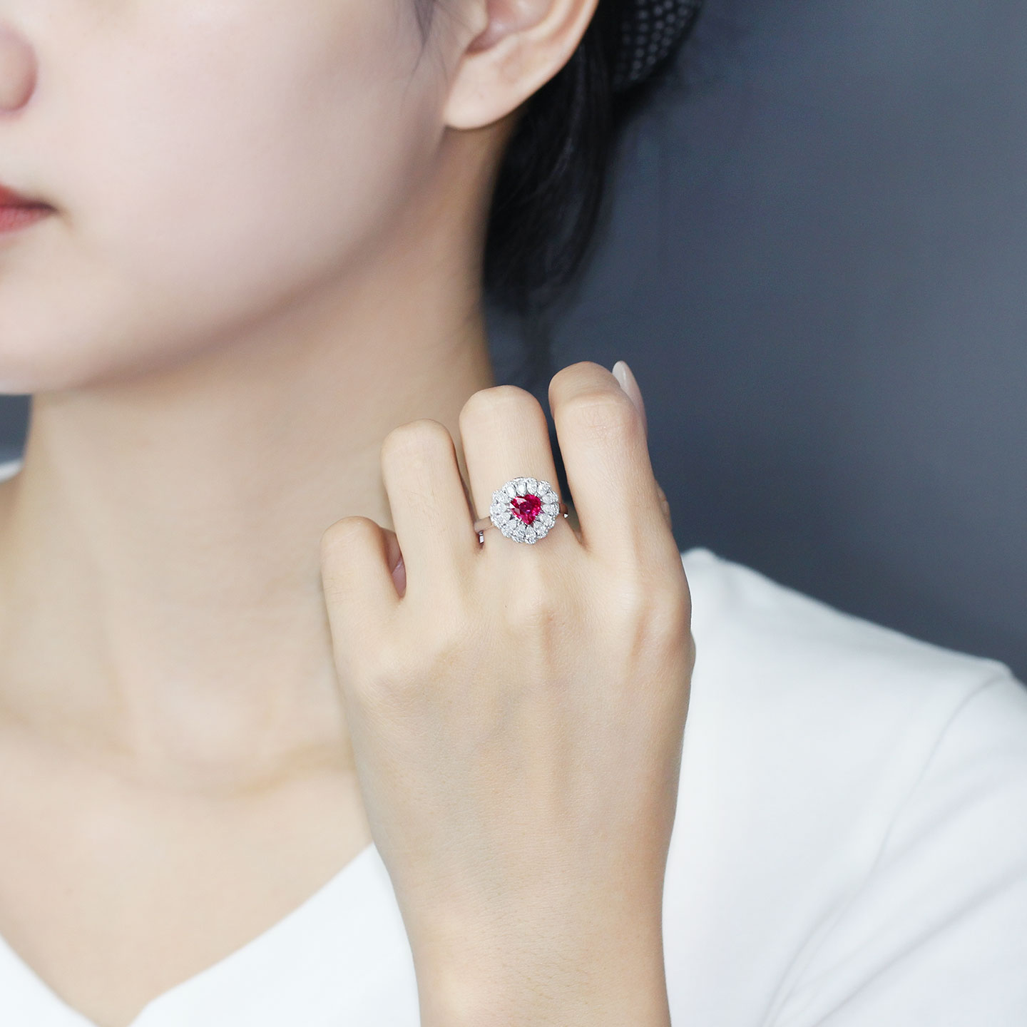 Luxurious 1 carat non-heated pigeon blood ruby dual purpose ring