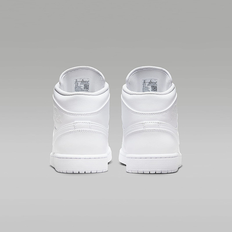 耐克男鞋Air Jordan 1 Mid AJ1 纯白 中帮 复古篮球鞋 554724-136,淘宝优惠券,粉丝福利购,淘宝优惠卷