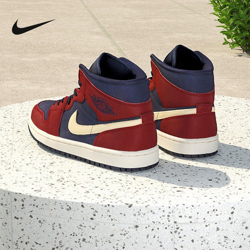 耐克男鞋Nike Air Jordan 1 AJ1红蓝中帮运动鞋篮球鞋IO7449-600 - 图2