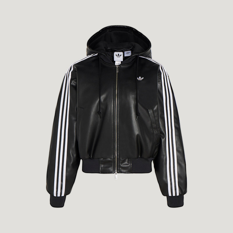 adidas阿迪达斯三叶草皮衣夹克棉衣女可拆卸连帽短款棉服 KU6857,淘宝优惠券,粉丝福利购,淘宝优惠卷