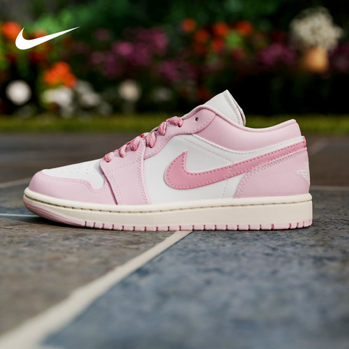 Nike耐克女鞋air Jordan 1粉色AJ1刺绣运动鞋低帮板鞋DC0774-607 - 图1