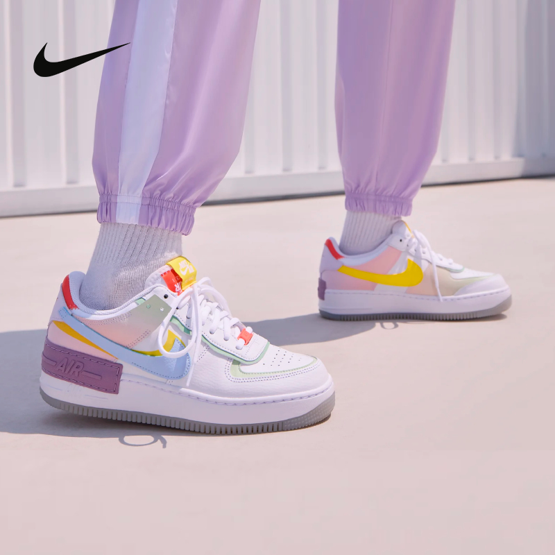 耐克女鞋Nike Air Force 1 AF1马卡龙彩虹空军一号板鞋CW2630-141 - 图1