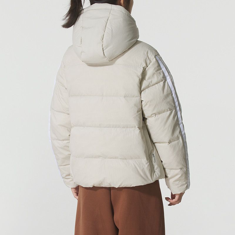 adidas阿迪达斯三条纹女款短连帽羽绒服秋冬装防风外套 KH3979,淘宝优惠券,粉丝福利购,淘宝优惠卷