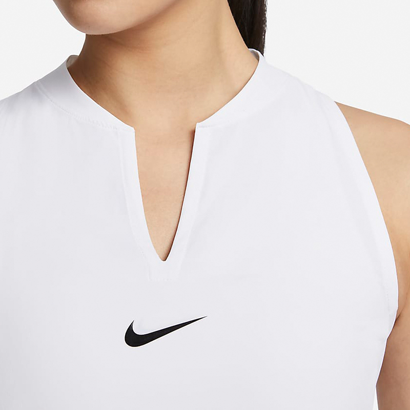 Nike耐克DRI-FIT女速干网球连衣裙夏季透气拼接V领舒适DX1428-100-图1