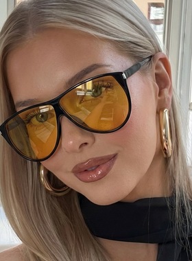 显脸小大框蛤蟆形灰色墨镜欧美复古ins网红街拍遮阳防晒太阳眼镜