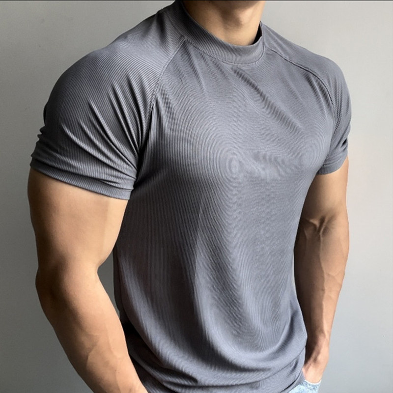 夏季运动户外短袖男T恤弹力速干插肩袖小领口透气撸铁训练健身衣,淘宝优惠券,粉丝福利购,淘宝优惠卷