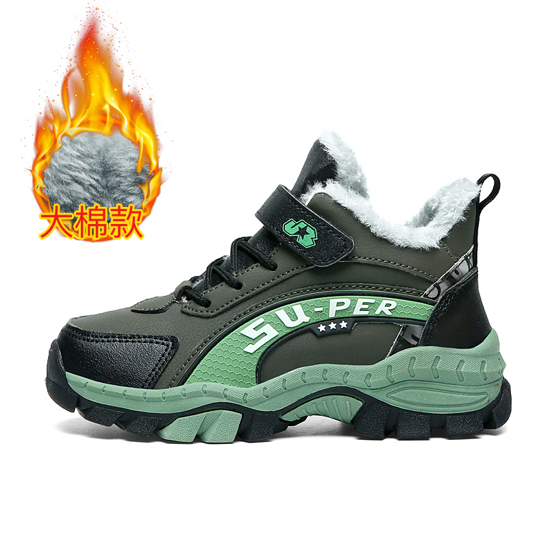 Velvet and thickened medium and large children's Northeast cotton sports shoes