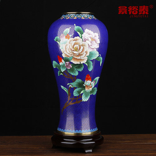 景泰蓝花瓶铜胎掐丝珐琅鸳鸯摆件北京特色工艺品结婚礼品纪念品 - 图1
