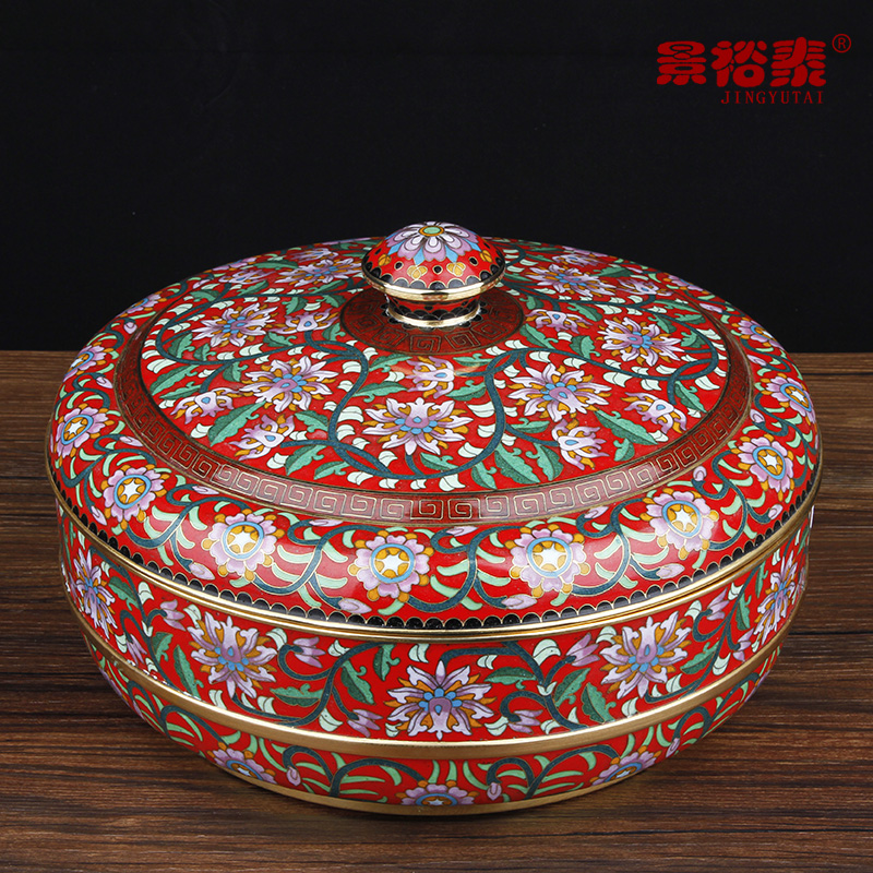 北京景泰蓝大捧盒糖果罐铜胎掐丝珐琅中式客厅装饰品工艺品摆件红 - 图0