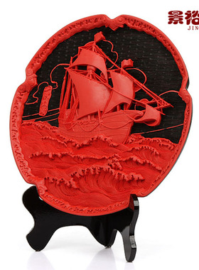 漆器帆船摆件送老外商务工艺品