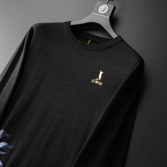 Extra fat oversized sweater Bimon cotton round neck sweater