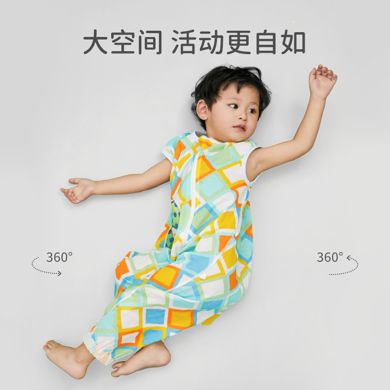 米乐鱼旗舰店米乐鱼几米联名款婴儿睡袋夏季薄款儿童纱布分腿睡袋宝宝防踢被子2