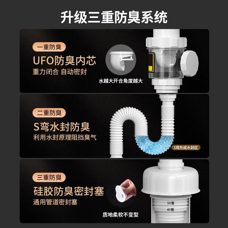 潜水艇洗脸盆防臭下水管下水器台盆面盆洗手池排水管直排墙排软管,淘宝优惠券,粉丝福利购,淘宝优惠卷