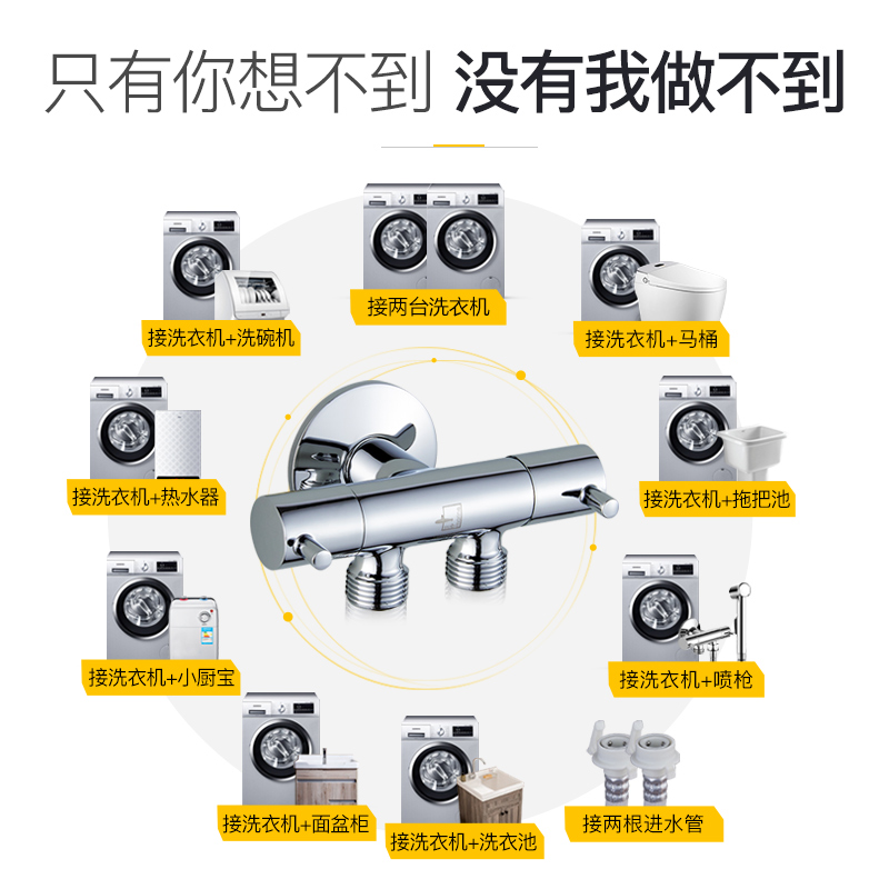 潜水艇一进二出三通全自动洗衣机专用水龙头一分二接头双头分流器-图2