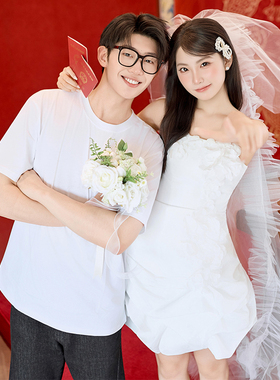 法式褶皱花边头纱新娘主婚纱小众