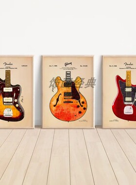 GUITAR电吉他海报复古怀旧美式琴行吉他教室音乐教室吉普森芬达