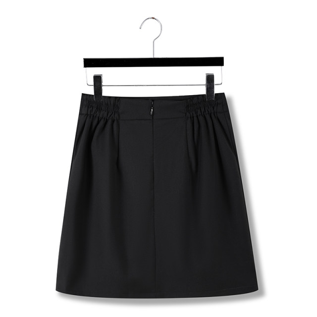 Elastic waist professional a-line skirt large size dark gray formal outfit