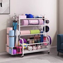 Fitness Containing Rack Home Large Capacity Yoga Mat Storage Basket With Wheels Mobile Multifunction Athletic Equipment Shelf