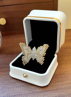 JZ001•小众设计大气时尚蝴蝶结串珠戒指（材料包&成品）