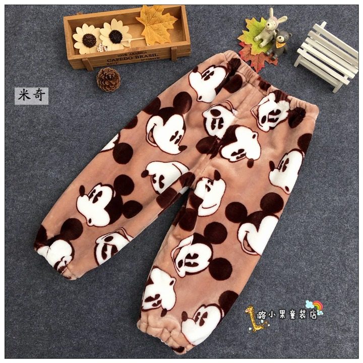 冬季宝宝加肥宽松罩裤专套棉裤羽绒裤男童女童婴幼儿童法兰绒裤子 - 图1