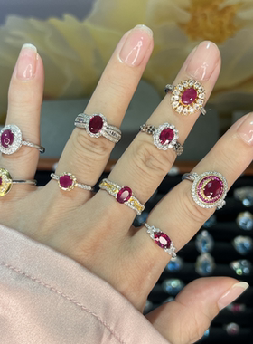 S925银天然红宝石戒指小众轻奢女