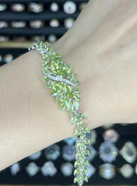 天然橄榄石手链S925银轻奢气质女