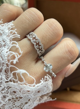 布契风S925银小皇冠锆石戒指复古