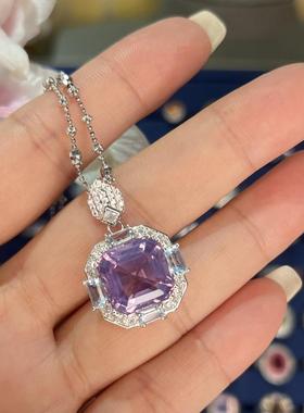 天然薰衣草紫水晶吊坠银高级感女