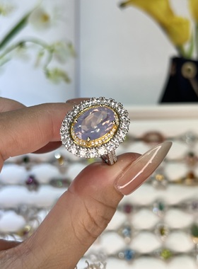 天然紫玉晶黄水晶戒指女S925纯银镶嵌轻奢精致复古高级感礼物饰品