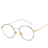 Глаковые очки для женского корейского издания Tide Tide Digital Retro Gold Silk Polygonal Face Frame Network Red Male