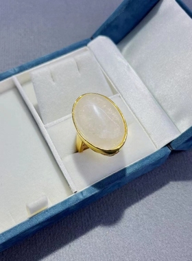 天然白水晶铜镀真金保色戒指欧美简约个性活口食指戒开口可调节